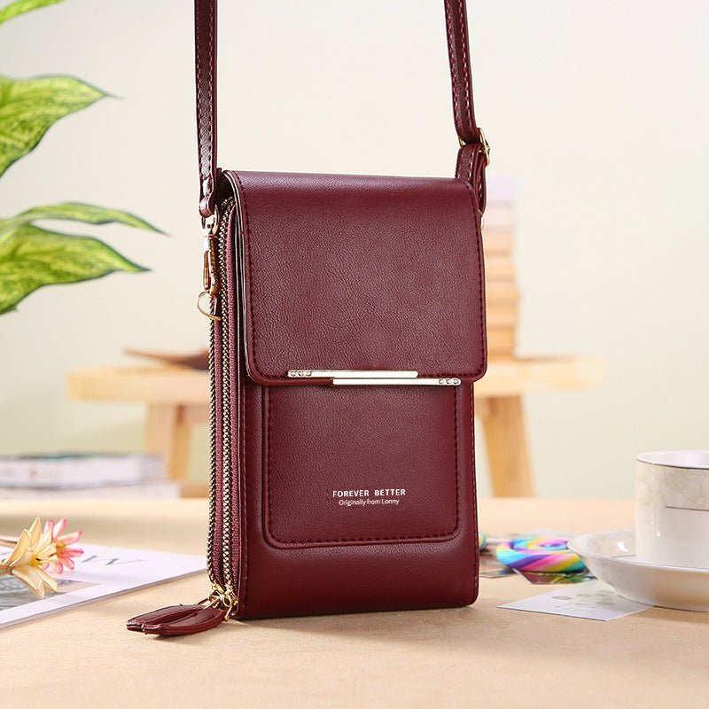 Talia Phone Crossbody Pouch | PU Leather Zipper Wallet Bag