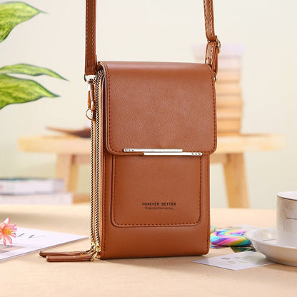 Talia Phone Crossbody Pouch | PU Leather Zipper Wallet Bag