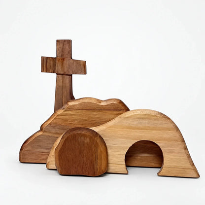 Resurrection Hearth – Wooden Cross And Empty Tomb Easter Display