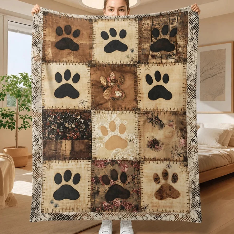 Pawhaven – Paw Print Flannel Throw Blanket