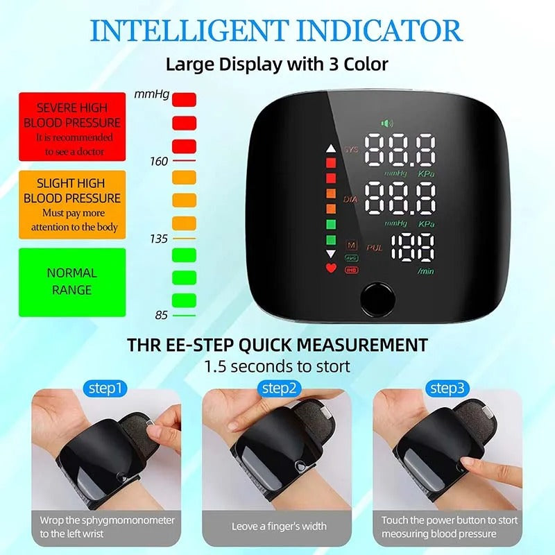 Portable Digital Blood Pressure Monitor with Voice Alert & Rechargeable Battery
